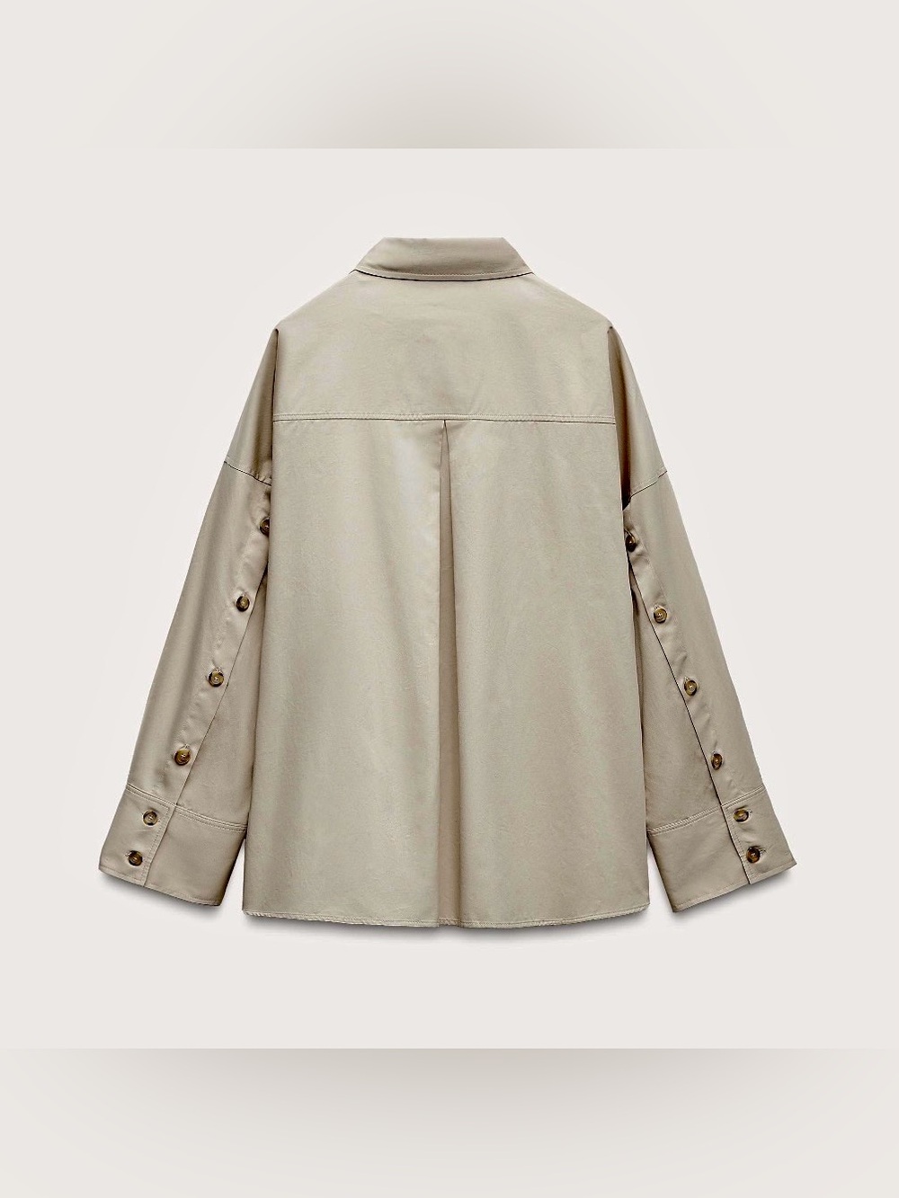 ZARA Relaxed Button-Front Beige Sz L Minimalist Normcore - Picture 4 of 8